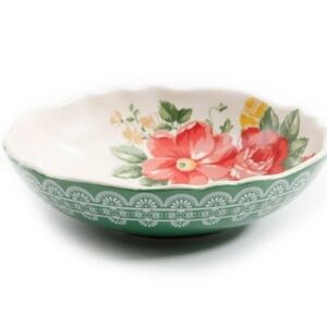 Rare The Pioneer Woman Prototype Vintage Floral green Pasta Bowl. Signed by Ree
